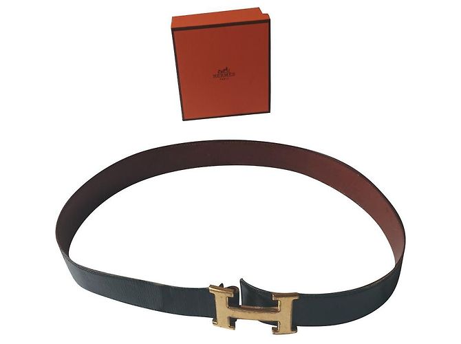 Constance Hermès Vintage belt black leather 75 cm