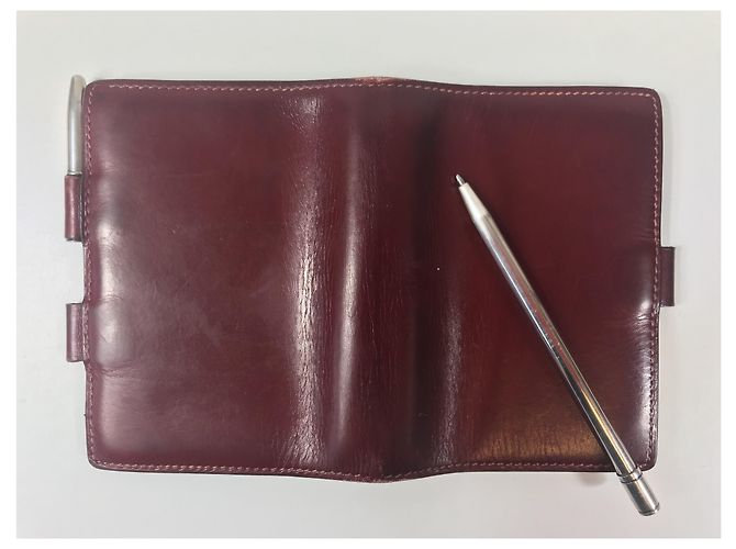 HERMÈS: "Vision Mini" Diary + Silver Serling Pen 925 Dark red