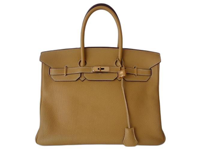 Hermès HERMES BIRKIN BAG 35 Yellow Leather  ref.500765