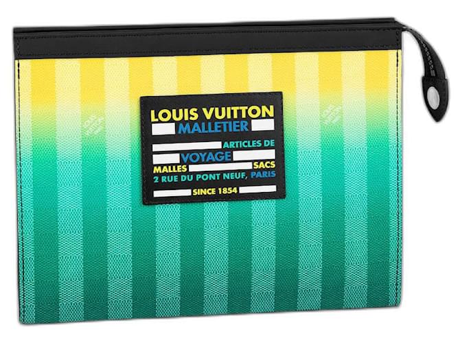 Louis Vuitton LV Pochette Voyage Damier novo Verde Amarelo Couro  ref.500828