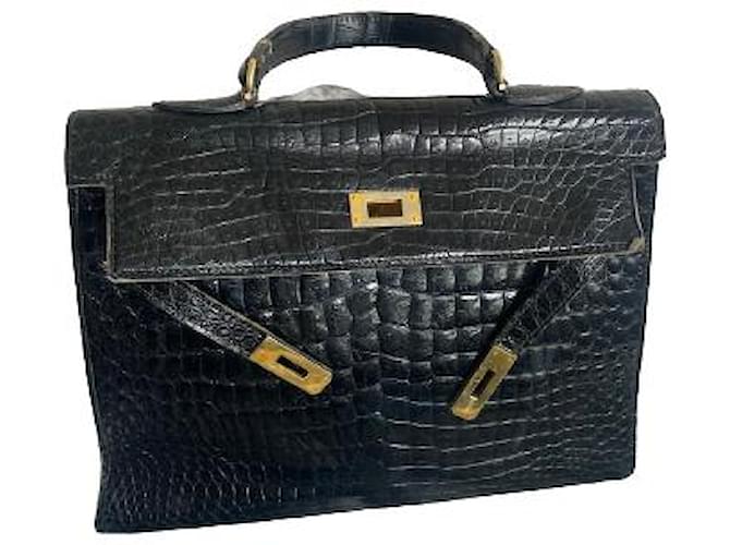 No Name Vintage handbag Black Exotic leather  ref.500913