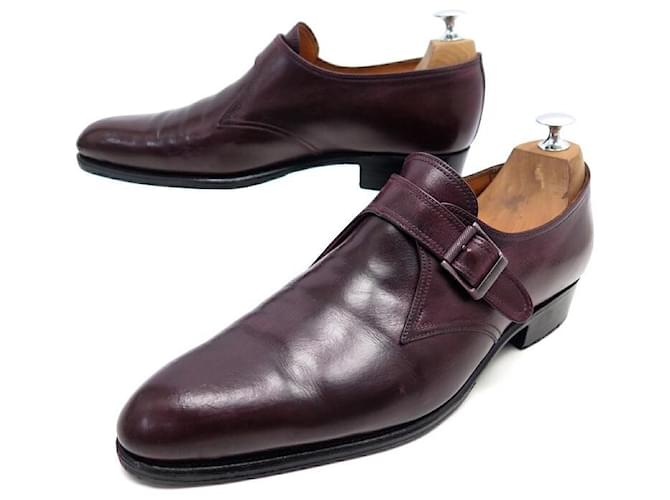 JM WESTON DERBY FLORA SHOES 529 LOAFERS WITH BUCKLE 8E 42 L LEATHER SHOES Dark red  ref.500983
