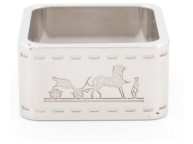 Ring Hermès ANILLO BUFANDA HERMES BOLDUC H601463ANILLO BUFANDA S CUADRADO ACERO PALADIO Plata