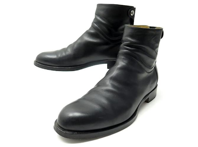Hermès HERMES BOOTS CHELSEA BOOTS 44 BLACK LEATHER CLOU DE SELLE LOW BOOTS  ref.501057