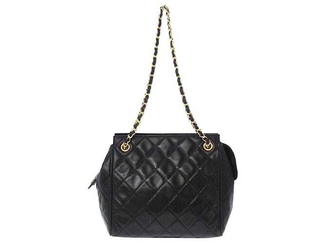 Chanel Black Matelasse Lambskin Leather Shoulder Bag ref.501131