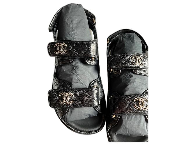 Chanel Dad Sandals EU37 Black
