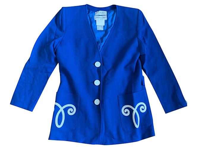 Yves Saint Laurent vintage jacket Blue Silk Wool  ref.501547