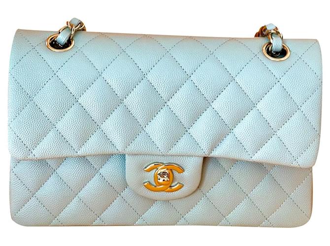 Chanel Caviar Quilted Medium Boy Flap Light Blue