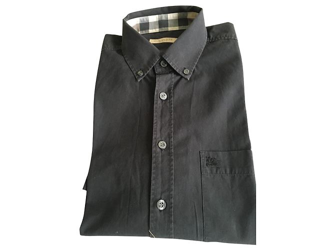 Camicia Burberry Nera in Cotone a Maniche Corte M Nero