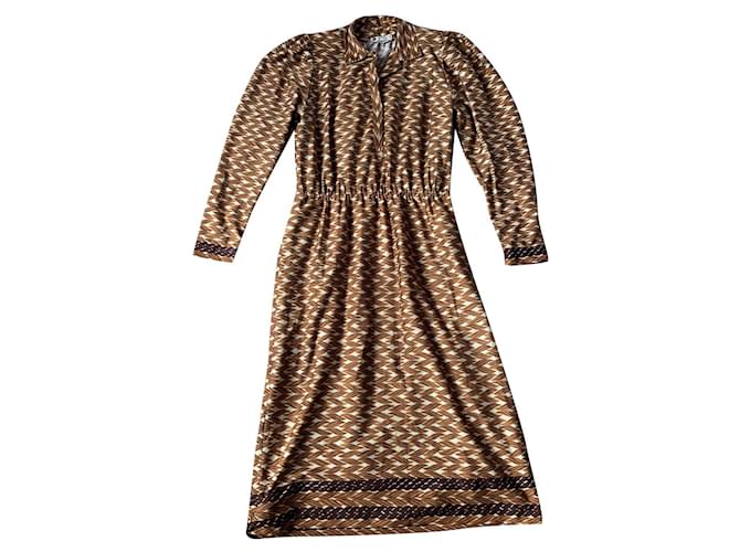 Vintage-Kleid von Lanvin Beige Karamell Polyester  ref.501825