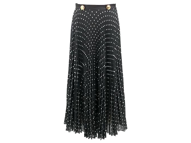 Prada skirt in black & white polka dot pleated print Polyester  ref.501866