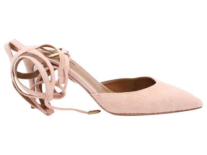 Aquazzura Amanda 75 Pumps in Pink Leather  ref.502199