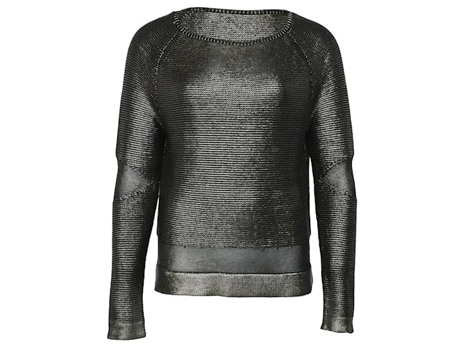 Tom Ford Metallic Knit Sweater in Silver Silk Silvery  ref.502202