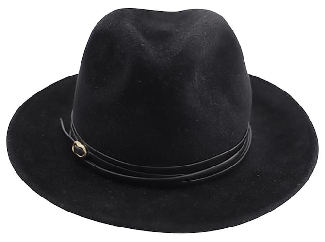 Autre Marque Philip Treacy Fedora Hat in Black Wool  ref.502220