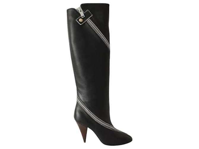 Céline Zip Nappa black leather boots  ref.502489