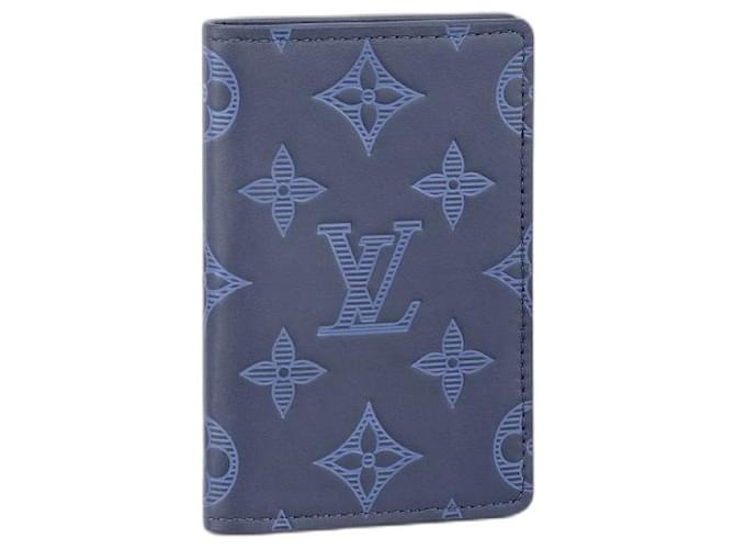Louis Vuitton LV Pocket organizer nuova ombra monogramma Blu Pelle  ref.502539
