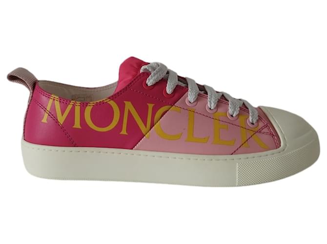 Tênis Moncler Linda em couro rosa  ref.502595