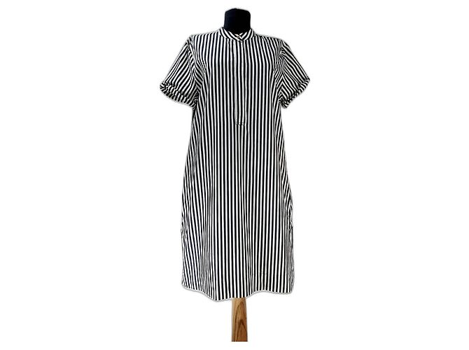Vestido Ralph Lauren de Algodón con Rayas Negro Blanco Multicolor