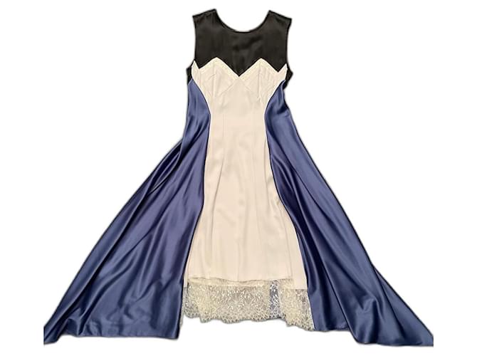 Autre Marque Dresses Black Blue Eggshell Silk Polyester Elastane  ref.502614