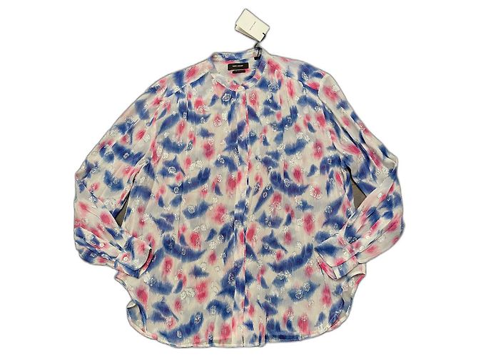Camicetta Isabel Marant DAWS in seta rosa bianco blu