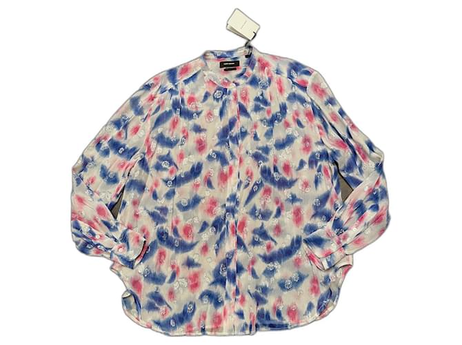 Isabel Marant Tops Pink White Blue Silk Polyester  ref.502615