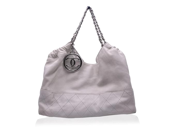 Chanel Off White Leather Coco Cabas Hobo Tote Shoulder Bag  ref.502669