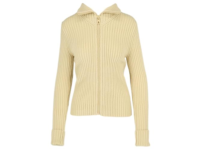 Pull col montant zippé sur le devant Bottega Veneta Blanc  ref.502951