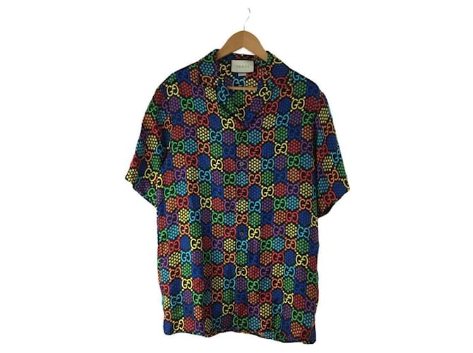 Gucci 20SS / GG Psychedelic Bowling Shirt / Kurzarm Shirt / 44 / Seide / Mehrfarbig Mehrfarben  ref.503449