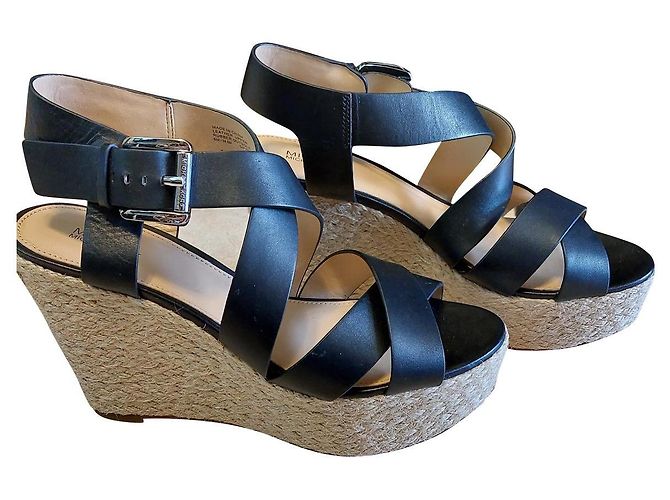 Espadrilles compensées Michael Kors en cuir noir