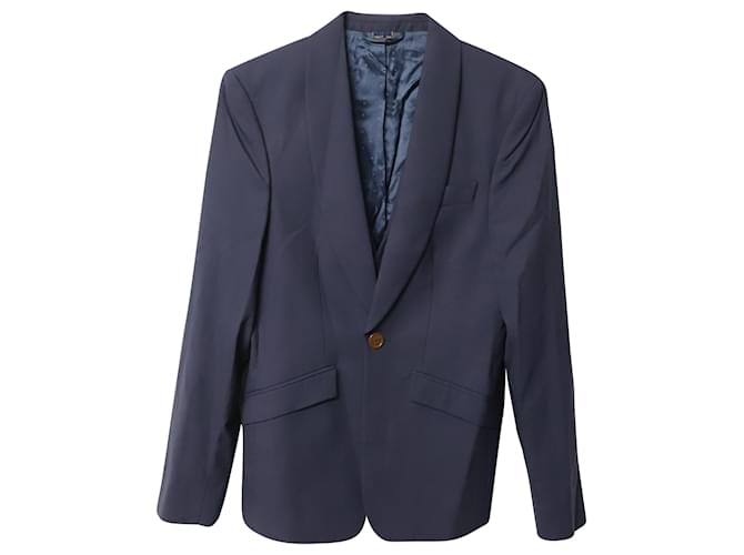 Chaqueta de traje con cuello esmoquin en lana azul de Vivienne Westwood  ref.503583
