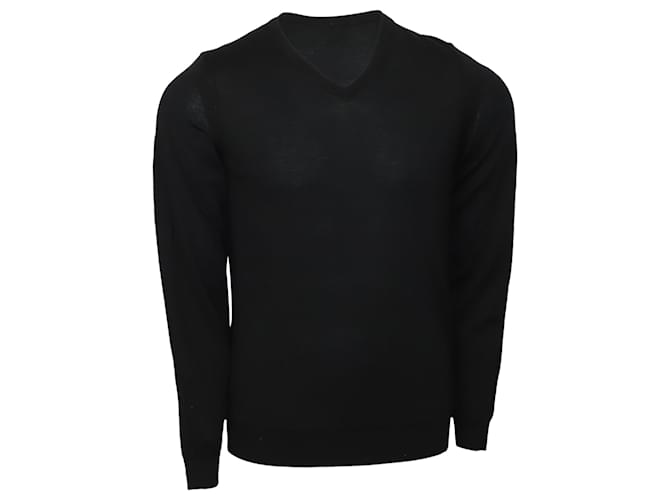 Hugo Boss Suéter ajustado con cuello en V de Boss en lana negra Negro  ref.503586