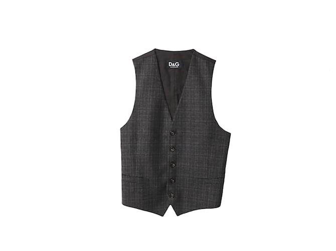 Dolce & Gabbana Plaid Waistcoat in Grey Polyester  ref.503588