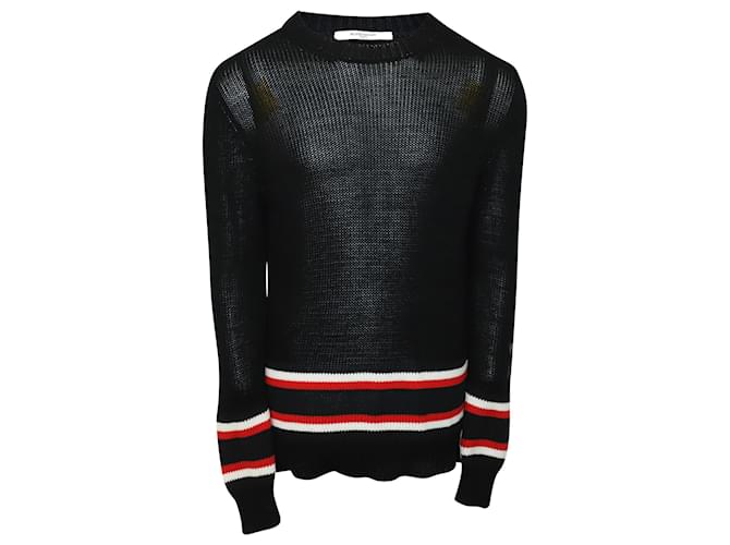 Givenchy Rundhals-Streifenpullover aus schwarzer Baumwolle  ref.503620