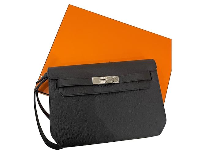 Hermès Kelly Depeches Leather Clutch Bag Black ref.503636 - Joli