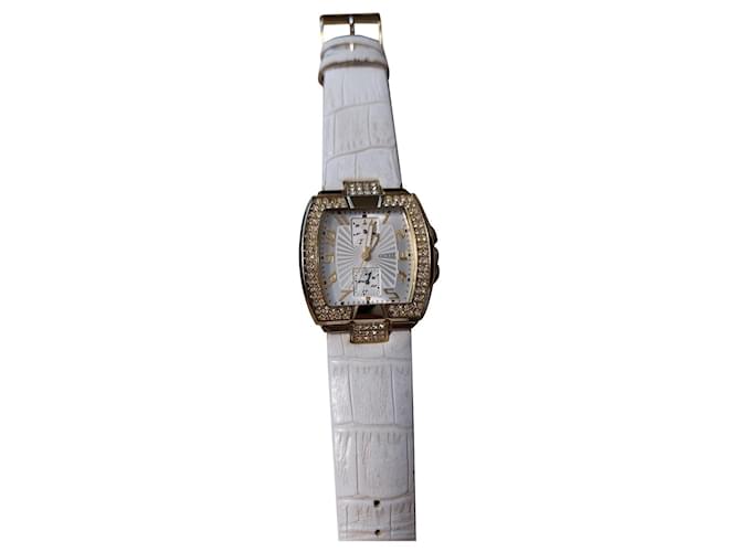 Guess Fine watches White Leather Gold-plated  ref.503638