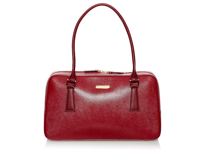 Burberry Red Leather Handbag Rosso Pelle Vitello simile a un vitello  ref.503753