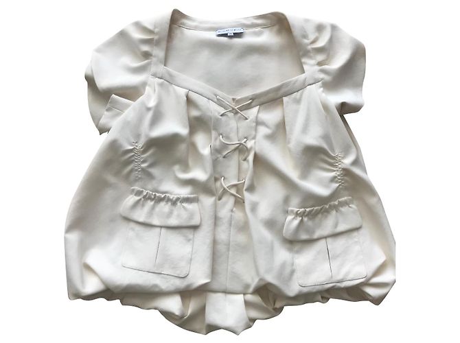 Carven Bluse aus cremefarbenem japanischem Canvas Weiß