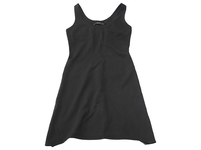 Helmut Lang Trägerkleid mit U-Ausschnitt in schwarzer Viskose