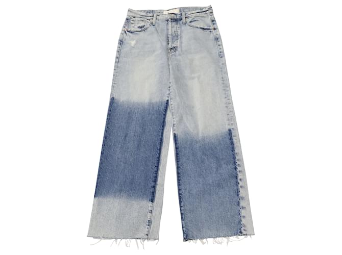 Mother The Rambler Ankle Fray Jeans in Blue Denim Light blue Cotton  ref.504384