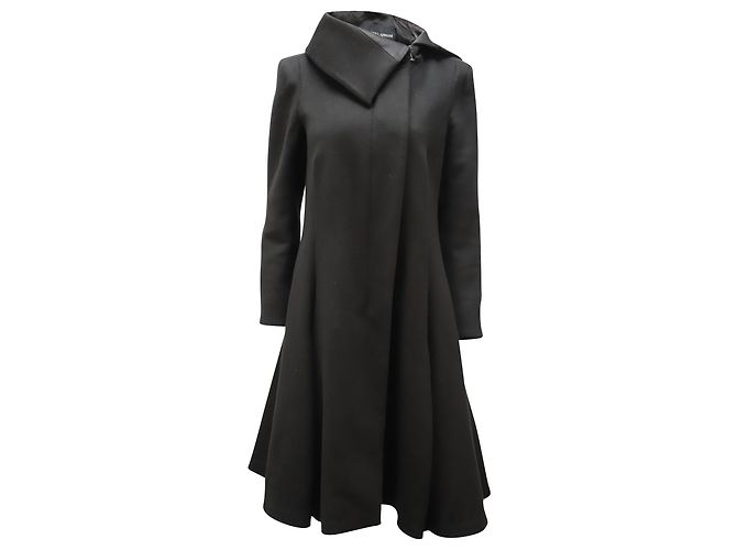 Giorgio Armani A-Line Coat in Black Polyester