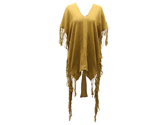 Caravana Butub Fringed Kaftan Dress in Camel Cotton