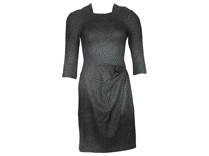 Issa London Polka-Dot Print Dress in Grey Wool  ref.504409