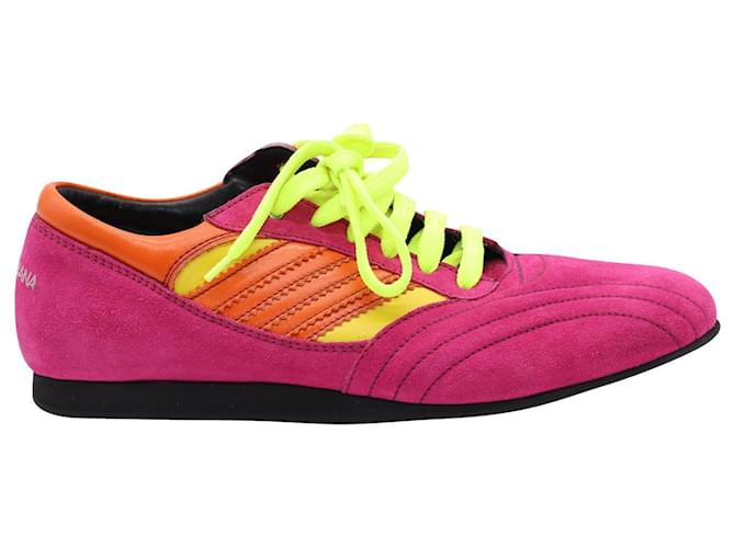 Dolce & Gabbana Lace Up Sneakers in Pink and Multicolor Suede  ref.504419