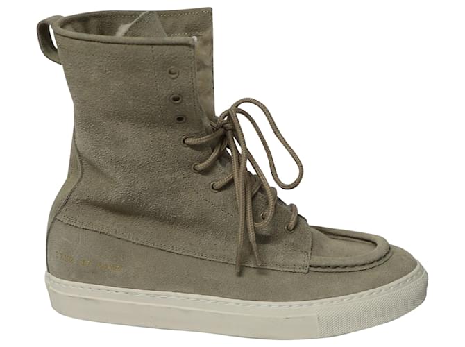 Autre Marque Common Projects Tournament Shearling High-Top Sneakers in Grey Suede  ref.504423
