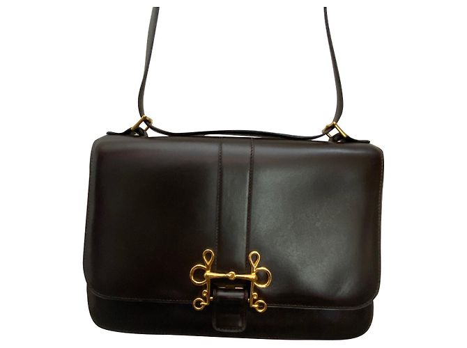 Hermès Bolsa Sologne Box Marrom escuro Castanho escuro