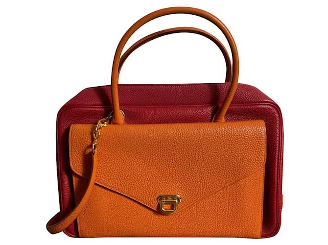 Hermès Loraine bag in epsom calf leather Pink Orange  ref.504738