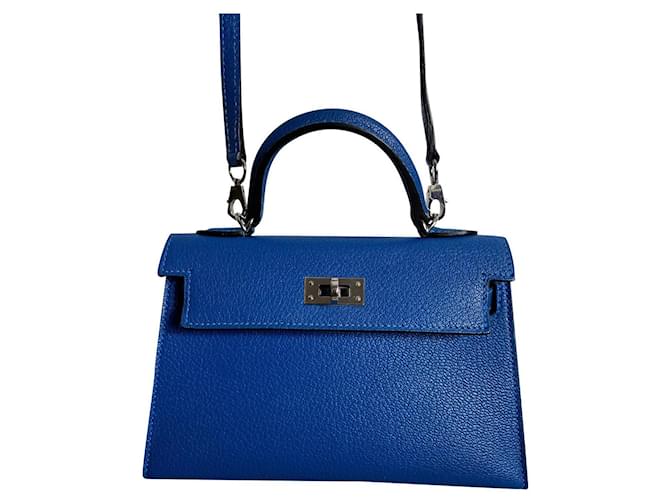 Hermès Bag Kelly II Sellier Mini Mysore Goatskin Blue  ref.504747