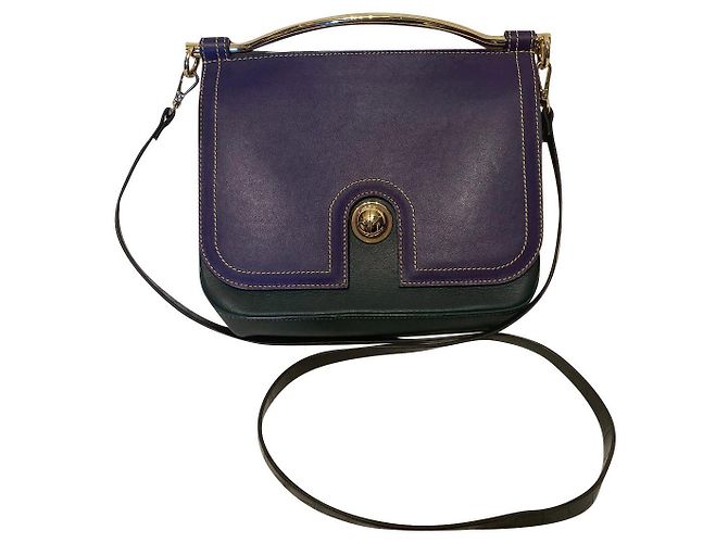 Bolsa de mão Carven em couro roxo e verde escuro