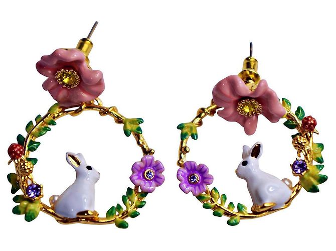 Les Nereides Hasenohrringe mit Blumen