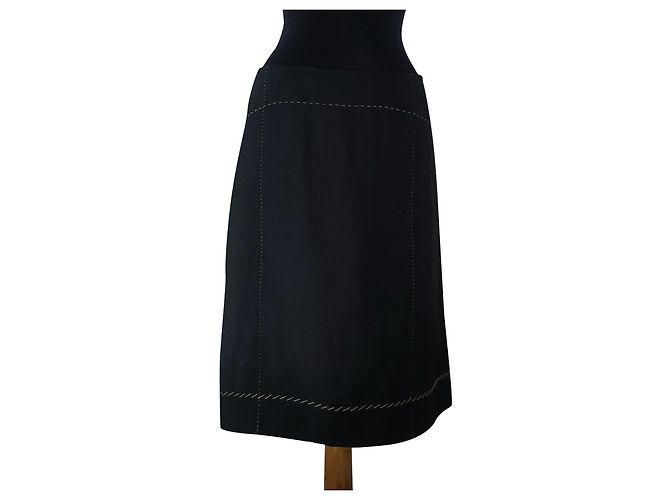 Autre Marque Saia Aeffe Spa preta de lã e viscose Preto